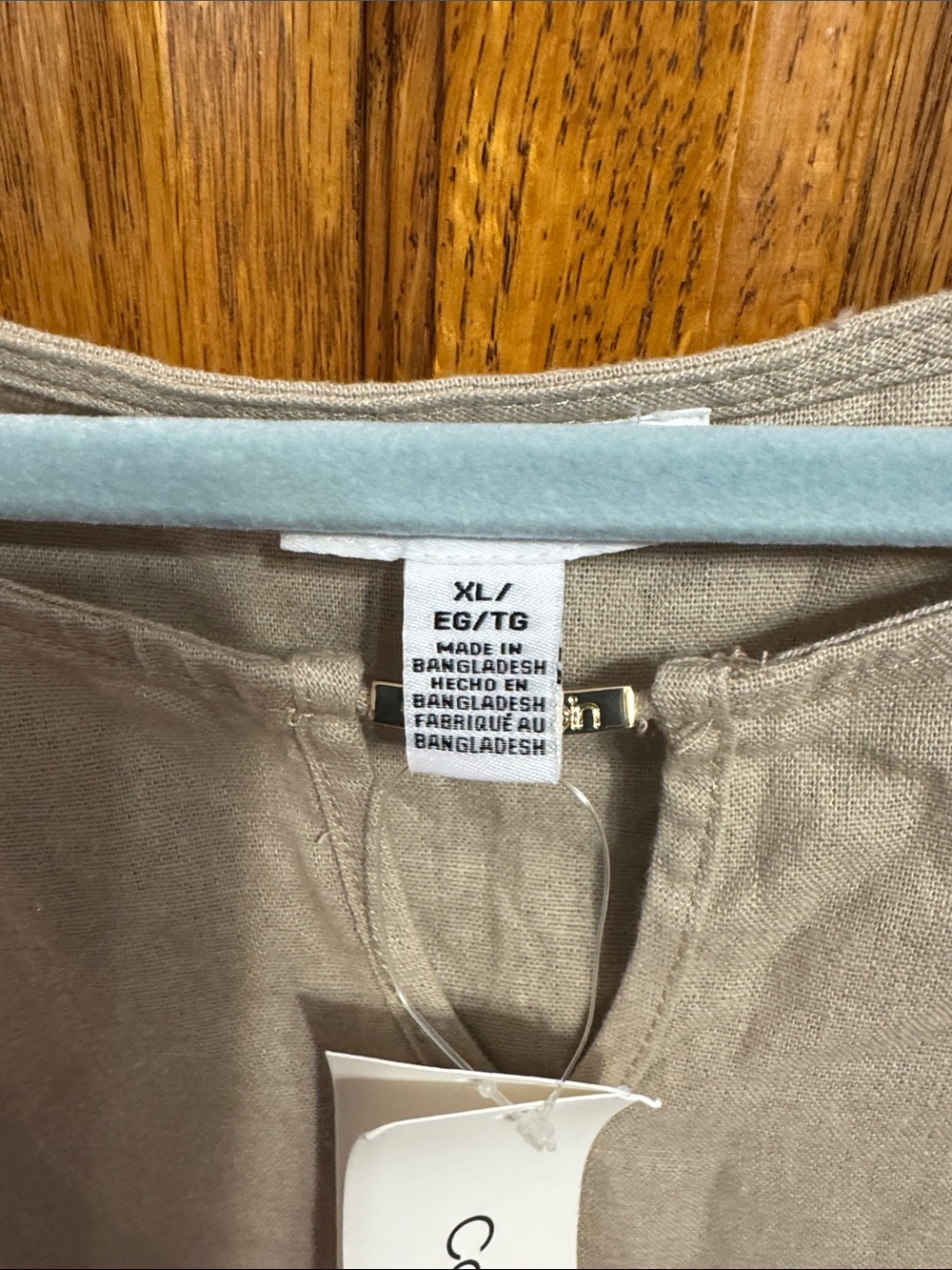 Calvin Klein Taupe Linen Short-Sleeve Top - Picture 3 of 4